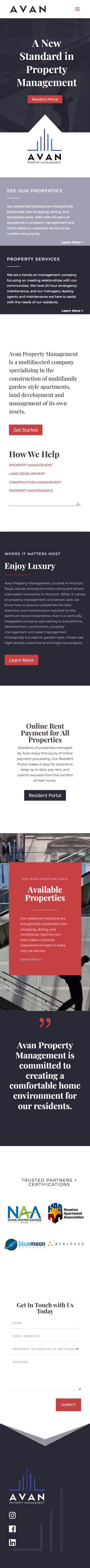 Mobile capture of the AVAN Property Management website