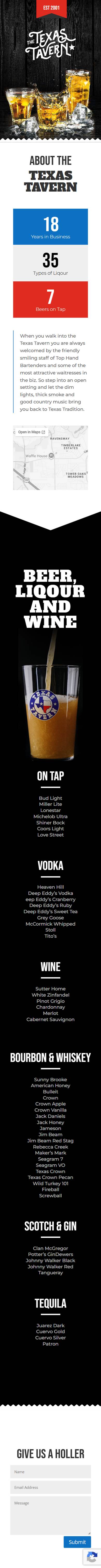 Mobile capture of the The Texas Tavern website