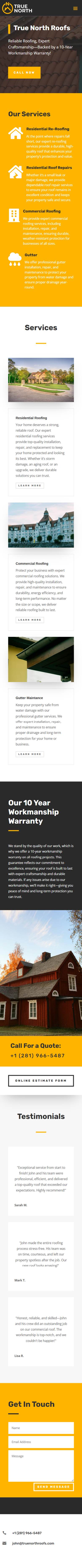 Mobile capture of the True North Roofs website